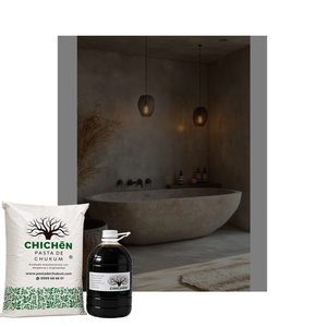 Revêtement mural et de sol en plâtre Chukum naturel pour salle de bain avec design de salle de douche intégrée pour résidence contemporaine - Product Image 1