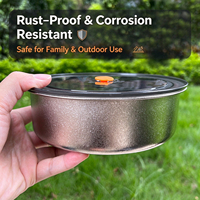 Boîte à bento ronde en titane pur à 99,7 %, sans BPA, de qualité alimentaire, avec couvercle sous vide, étanche, hermétique, portable, pour le camping en plein air