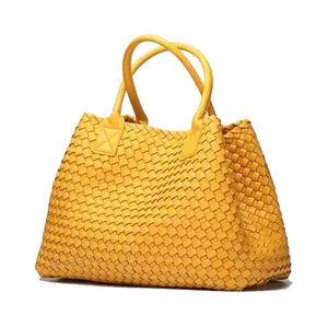 2024 OEM Luxury Designer Handheld Women's Woven Shoulder Bag Handmade Leather Lined Tote Bag With Custom Logo Fac Direct