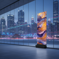 Película LED Holográfica 3D Transparente Flexible P3.91, Pantalla LED Publicitaria, Película de Vidrio LED para Centros Comerciales