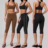 Ensemble de 2 pièces SHINBENE : soutien-gorge de sport dos nageur color block et legging de yoga 7/8 pour Pilates, gym et entraînement