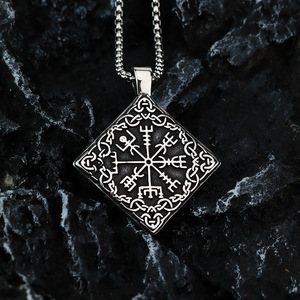 yunnique Vintage Nordic Men's Stainless Steel Pendant Viking <b>Compass</b> Necklace Charm Geometric Design Gift Jewelry - Product Image 3
