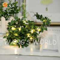 Guirlande lumineuse LED avec des feuilles vertes artificielles, en cuivre, plante murale, suspension