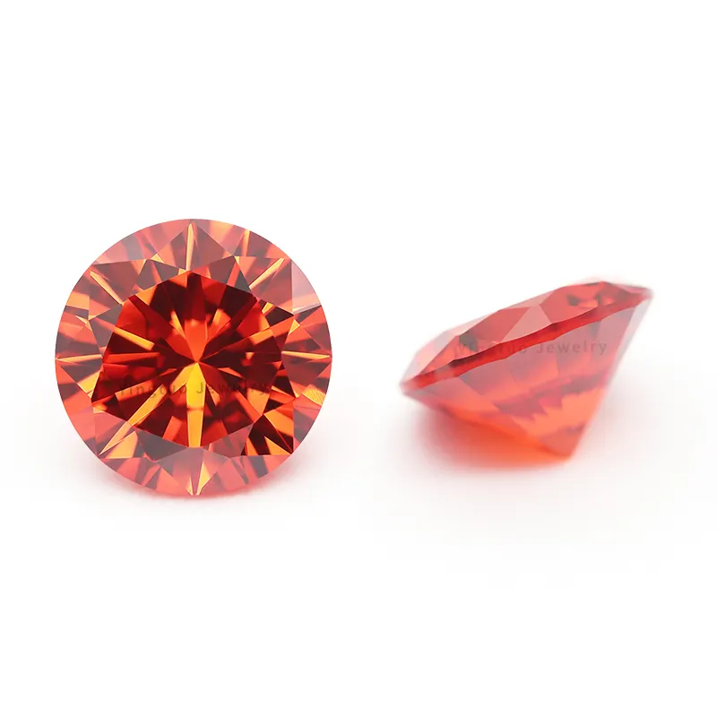 Wholesale Price 5a Orange Round Cut Cubic Zirconia 5mm-10mm Loose Gemstones Cz Zircon Gems Stones