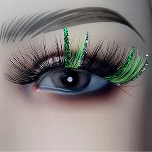 Colored Lashes 8d 25mm Mink Eye Lashes Wholesale With Glitter Lash Strips Color Diamond Eyelashes