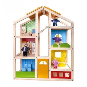 DIY miniature kit victorian furniture toy big wooden dollhouse for children