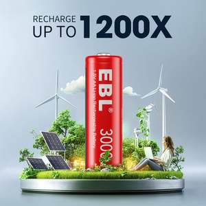 EBL Paquete de 8 Pilas Recargables de Iones de Litio AA de 1.5V y 3000mWh, Batería Doble de Iones de Litio para un Rendimiento Duradero con Cargador - Product Image 2