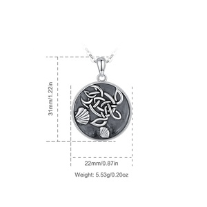 Isunni joyería S925 <span class=keywords><strong>de</strong></span> plata esterlina Vintage oxidado relieve <span class=keywords><strong>Mar</strong></span> Céltico diseño <span class=keywords><strong>de</strong></span> tortuga damas COLLAR COLGANTE - Product Image 2