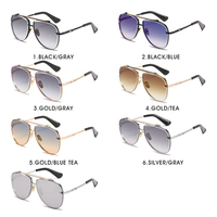 Lunettes de soleil de pilote rétro de luxe en métal pour hommes, monture à double pont, protection UV400, forme goutte d'eau, pour la conduite et les voyages