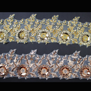 Các nhà máy trực tiếp bán Sequins với hạt, Pháp Hoàng Gia phi tần với vàng ren TRIM - Product Image 2