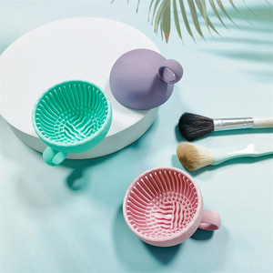 Makeup Brush Cleaner Folding Powder Puff Cleaning Bowl Cosmetic Eyeshadow Brush Clean Mat Silicone Scrubber Box Portable Outdoor - Product Image 1