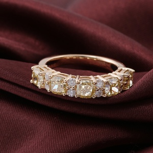 แหวนทองคำแท้ 14K ดีไซน์หรูหรา แบบครึ่งวง ประดับเพชรโมอิสซาไนต์สีเหลืองขาว สำหรับผู้หญิง แหวนหมั้น สินค้ามาใหม่ มีจำนวนมาก - Product Image 3
