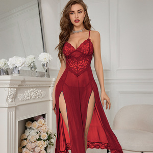 Conjuntos de Lencería Sexy al por Mayor para Mujer, Falda Larga Transparente con Bragas, Baratos y Disponibles - Product Image 4
