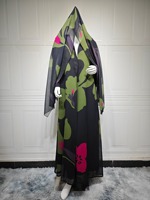 Robe de mariée modeste imprimée à grand volant en polyester, taille unique, avec turban, ensemble deux pièces, collection Printemps 2026