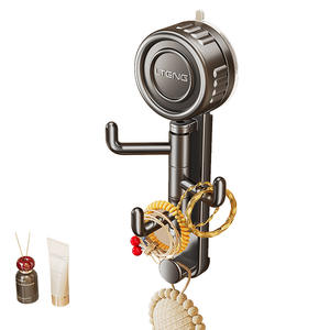 Ltens Crochet mural rotatif à ventouse 3 crochets blanc laiteux pour clés, parapluies, serviettes, élastiques à cheveux, organisateur de rangement de salle de bain - Product Image 4