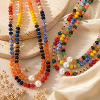 Collier de pierres précieuses semi-précieuses délicat collier de perles de tourmaline arc-en-ciel collier de perles de perles bijoux de charme pour les femmes