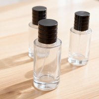 Flacon de parfum en verre vide de luxe noir 30ml 50ml avec bouchon couronne, sérigraphie personnalisée, rayures verticales