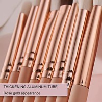 Ensemble de pinceaux de maquillage pour le visage et les yeux, personnalisés, rose, en poils de chèvre synthétiques, or rose, précis, pour les yeux, les sourcils, le correcteur et le blending