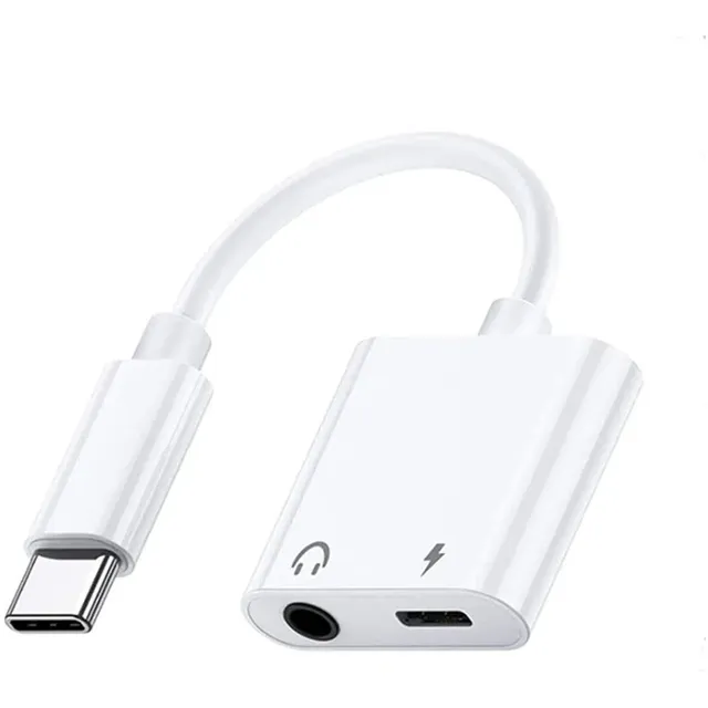2 in 1 USB C to 3.5mm Audio Adapter Type C Headphone Jack Splitter with PD Charging for Samsung Galaxy S22 S21 S20 Plus