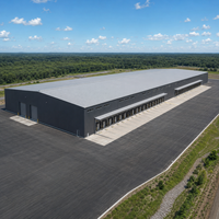 Entrepôt préfabriqué en structure acier conforme à la norme EN 1090, atelier métallique préfabriqué résistant aux intempéries, garage, hangar, bâtiment industriel