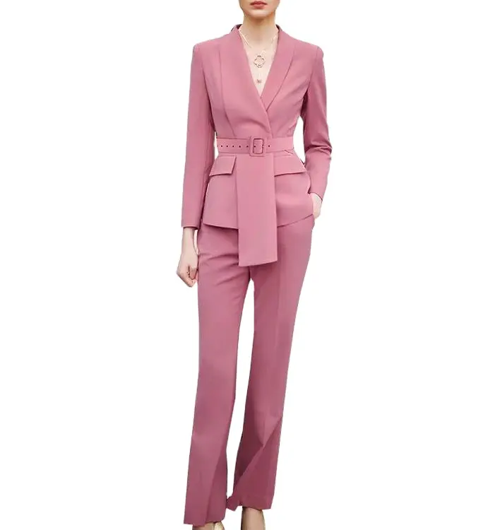 High Class Lady Chic Slim Blazer Suit Styled With Pencil Pants Featuring Irregular Lapel Women Formal Suit Jacket