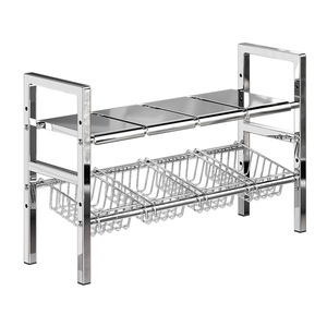 Sea Shark Stainless Steel Extendable Sink <b>Storage</b> Rack Multi Layer Cabinet Organizer For Kitchen Cookware <b>Storage</b> - Product Image 5