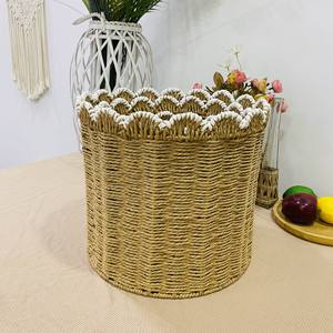 Paniers en corde de <span class=keywords><strong>papier</strong></span> tissés <span class=keywords><strong>à</strong></span> la main, formes rondes, flexibles et robustes pour un usage quotidien - Product Image 5