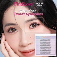 Vente chaude 6 rangées de cils sans colle facile à utiliser cils auto-adhésifs à presser faux cils sans colle cluster de cils fait à la main