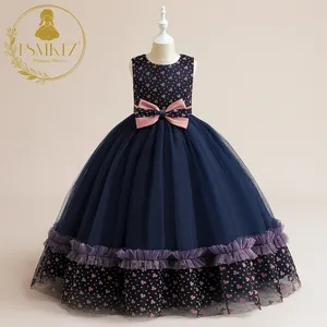 Flower Satin Tulle Princess Pageant Party Holiday Formal Kids Gril Ball Dress