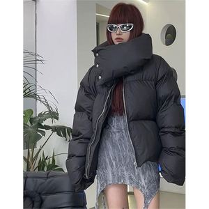 Moda invierno Puff abrigo Color sólido manga cuello alto diseño Streetwear Casual Streetwear mujer abrigo - Product Image 4