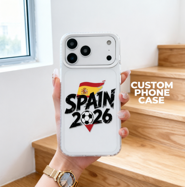 Spain 2026 National Soccer Team Pattern Clear TPU Case, Shockproof Protective Phone Cover for iPhone 17 16 15 14 13 Pro Max