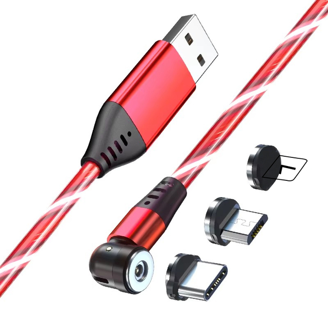 New 3-in-1 Colorful Micro USB Type-C Cable Fast Charger for iPhone 2.4A Magnetic Rotational Connector IOS Aluminum Alloy