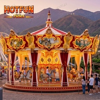 Manège professionnel Hotfun pour fêtes foraines et parcs d'attractions, capacité 16/24/36 places, avec grands chevaux, à vendre
