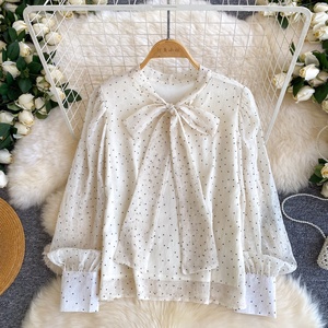 Camisa de Chifón con Cuello en V y Lazo <span class=keywords><strong>para</strong></span> Primavera _ Blusa Holgada y Versátil de Manga Larga <span class=keywords><strong>para</strong></span> <span class=keywords><strong>Mujer</strong></span> con un Toque Elegante - Product Image 2
