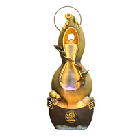 Fontaine d'eau en résine en forme de gourde de style chinois, élément aquatique circulant, ornement Feng Shui pour salon, bureau, décoration intérieure