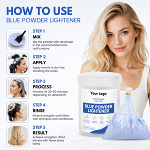 ผง<span class=keywords><strong>ฟอก</strong></span><span class=keywords><strong>สี</strong></span><span class=keywords><strong>ผม</strong></span>ระดับพรีเมียมสีฟ้าสำหรับร้านเสริมสวยมืออาชีพ OEM ODM ป้องกันสีเหลือง ไม่เป็นฝุ่น <span class=keywords><strong>ฟอก</strong></span><span class=keywords><strong>สี</strong></span><span class=keywords><strong>ผม</strong></span>ถาวร - Product Image 5