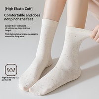 Chaussettes mi-mollet en coton sans couture respirantes à motif ajouré pour femme, style minimaliste tendance Instagram, collection Printemps