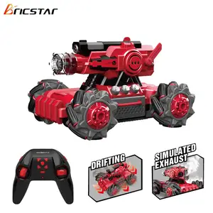 Bricstar new arrival 2.4G Remote control stunt toy car 360 degrees rc battle tank with tail lights spray