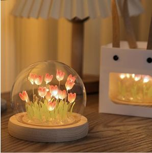 S52 regalos de novia tulipán luz de noche hecha a mano 20 flor simulada Led Lámpara decorativa acogedora atmósfera luz para dormitorio - Product Image 4
