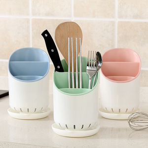 Support à baguettes et cuillères en plastique Biao Tao Xiang, organiseur de cuisine, support de rangement de bureau pour ustensiles avec plateau de drainage - Product Image 1