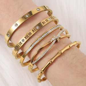 MW 도매 럭셔리 18K 금도금 스테인리스 스틸 팔찌: 크리스탈 라인스톤 여성용 팔찌 - Product Image 3