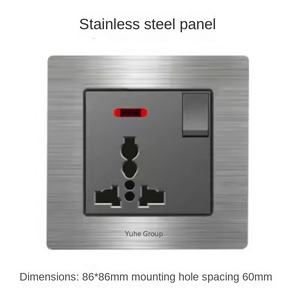 British Standard 13A Wall Mounted Stainless Steel Touch Panel 2 Gang Switchgear Electrical Equipment 250V IP20 Household Socket - Product Image 4