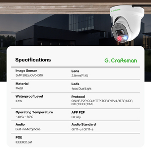 Caméra IP de sécurité GR-DFD-M5V 5MP avec double éclairage, détection de véhicules et de personnes, audio bidirectionnel, vision nocturne, intérieur/extérieur, IP66 - Product Image 2
