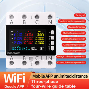 มิเตอร์ไฟฟ้า KWS-306 ควบคุมผ่านแอปพลิเคชัน  หน้าจอสี  ระบบดิจิตอล  ติดตั้งบนราง DIN  3 เฟส 4 สาย  ระดับการป้องกัน IP67 กันน้ำ  วัดความถี่ - Product Image 3