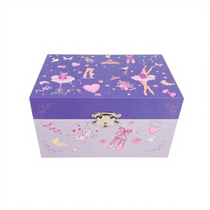 Boîte à musique en bois avec paillettes, boîte de rangement pour bijoux personnalisée, ballerine tournante, polychrome, avec pieds, cadeau pour filles, boîte à musique avec miroir, en vrac - Product Image 1