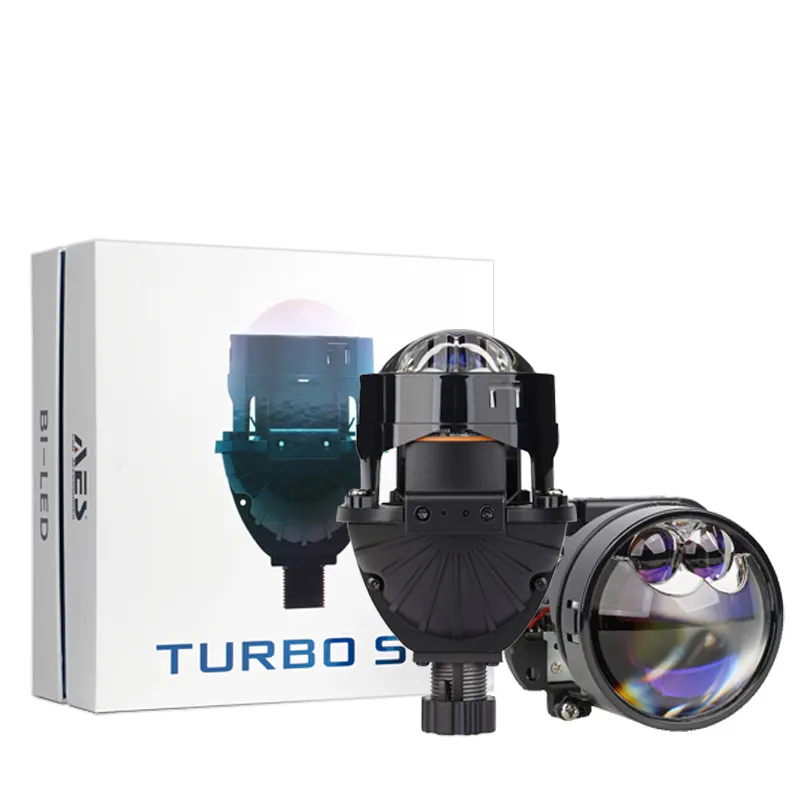 AES lensa proyektor Led bi-led 2.5 inci, Laser ganda 70W Turbo-SE dengan seragam sinar rendah tinggi untuk lampu depan led otomatis