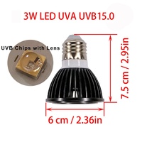 Lampe à LED UVB 15.0 3W pour reptiles Ampoule de reptile UV Dragon barbu UVA UVB LED Glow Light