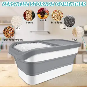 אחסון מזון כלבים מתקפל עם מכסה הזזה שקוף מזון לחיות מחמד - Product Image 2