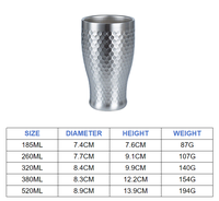 Gobelet à double paroi en acier inoxydable SUS304 à texture martelée pour la bière, l'eau, le café, les cocktails, les bars, les restaurants, l'extérieur