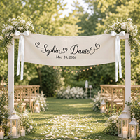 Bannière de bienvenue personnalisée pour mariage, bannière suspendue en coton et lin personnalisée avec ruban pour réception de mariage, toile de fond de cérémonie